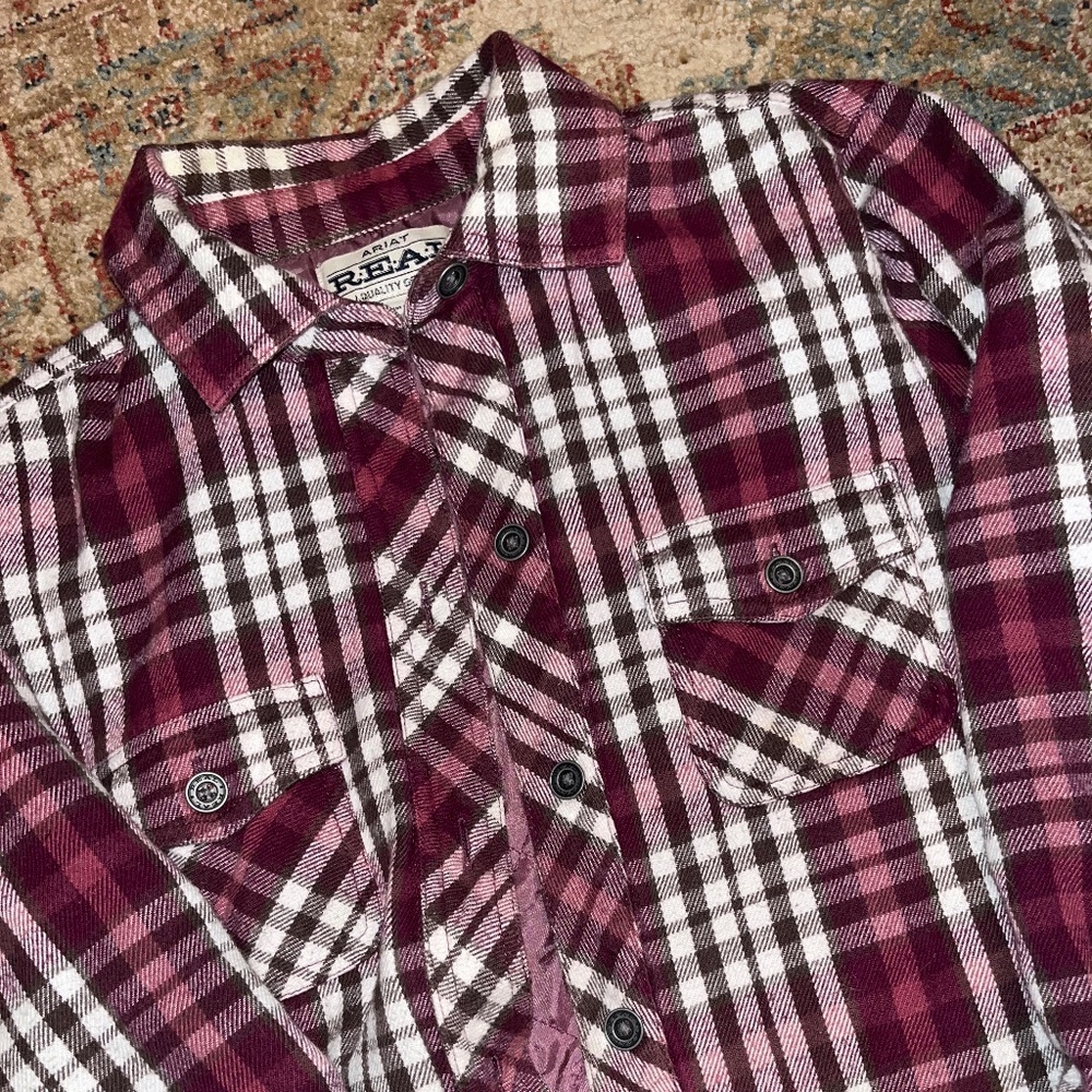 Ariat Purple Flannel Jacket Quitled Lining Size Medium